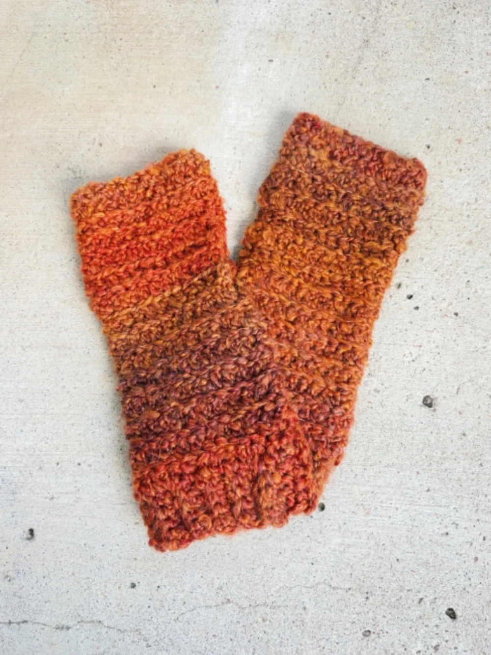 Handmade Crocheted Orange Fingerless Gloves